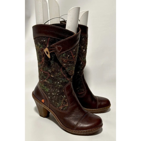 THE ART COMPANY COMFORT BOOTS ANKLE/MID CALF BROWN LEATHER /WOOL SZ 38 US 8 - Picture 3 of 16